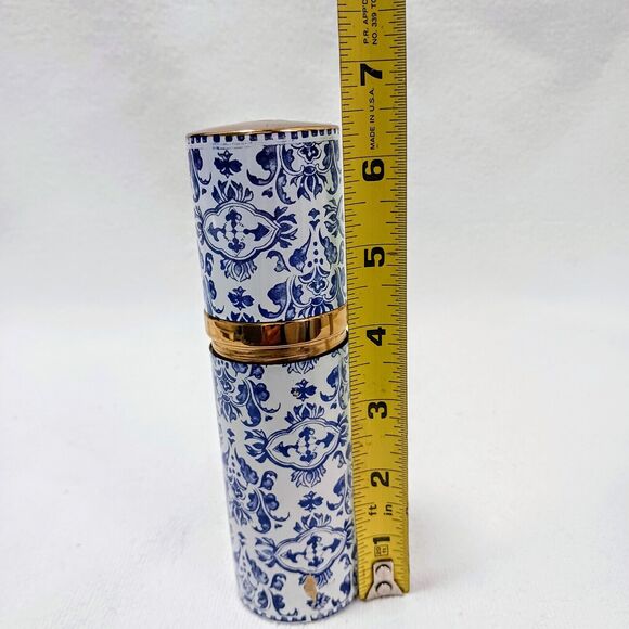 60s Guerlain Shalimar Blue White Canister Enamel EMPTY 3 oz Bottle Spray Vintage - Picture 13 of 13